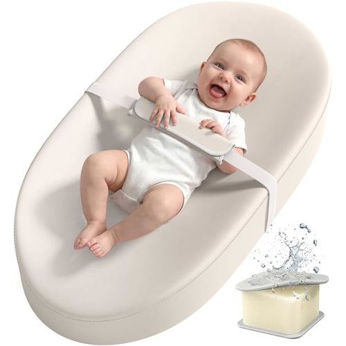 YENING Wipeable Changing Pad for Dresser Waterproof Leather Baby Diaper Changing Pads Washable Nursery Change Mat Beige