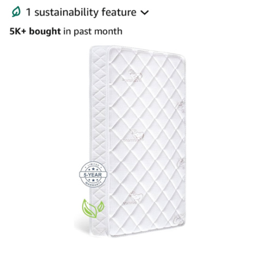 Letmxiu Premium Crib & Toddler Mattress,100% Knitted Fabric, Premium Fleece Surface-Hypoallergenic, 5" Thick Firm Soft Crib Mattress, Non-Toxic - Fits Standard Cribs & Toddler Beds