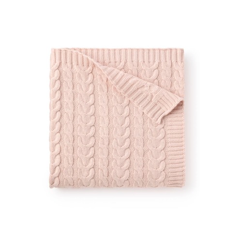 Horseshoe Cable Knit Cotton Blanket