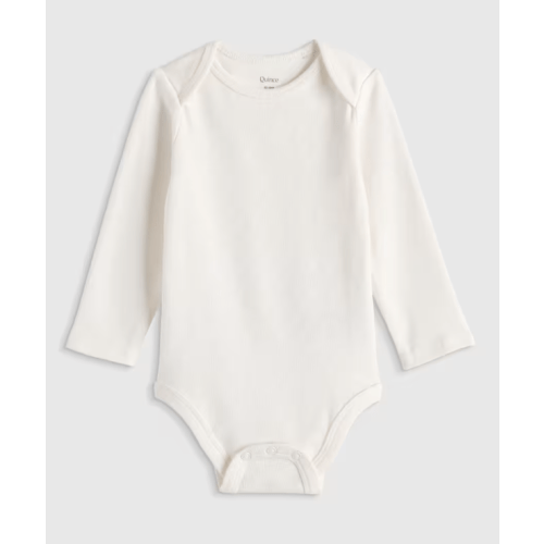 100% Organic Cotton Long Sleeve Bodysuit - Baby in White