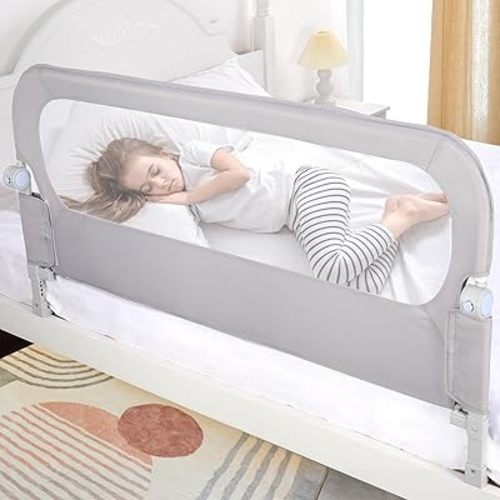 Baby Bed Rail Guard for Toddlers - 47" Toddler Bed Side Rails for Twin, Full, Queen Bunk Size Bed Swing Down Bedrail Extral Tall Child Safety Side Railing Guards for Kids