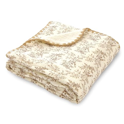 Gunnaicat Double Layered 100% Cotton Muslin Baby Blanket Ultra-Soft 40x40 Inch Swaddling Nursery Crib Blanket（Leaves）