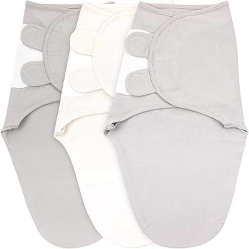 Bublo Baby Swaddles for Newborns - 3 Pack Baby Swaddles for 0-3 Months - Baby Swaddle Sleep Sack - Infant Sleeping Swaddle Sack - Adjustable Swaddle Blanket Wrap Boy Girl (Pastel Grey-White Solid)
