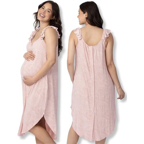 Kindred Bravely Ruffle Strap Labor and Delivery Gown | 3 In 1 Labor, Delivery, Nursing Gown for Hospital - X-Small-Small - Purple