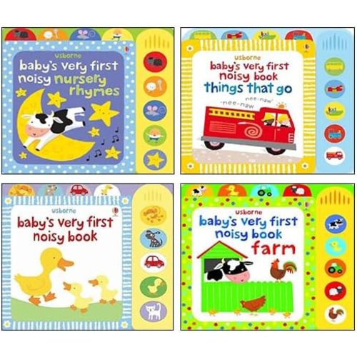 Baby's Very First Noisy 4 Books Collection Set By Fiona Watt & Stella Baggott (Baby's Very First Noisy Book, Nursery Rhymes, Things That Go & Farm) Board book – January 23, 2024