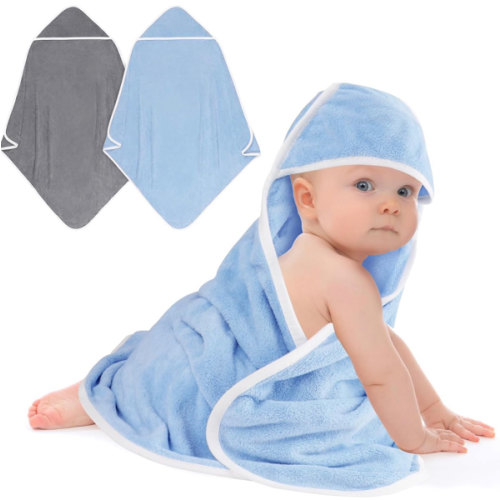 Amazon.com: UNIMADE Hooded Towel for Newborn, 2 Pack Soft Coral Fleece Baby Towels | Ultra Absorbent Bath Cloths Bulk for Infants, Toddlers, Newborn Essential- 30 x 30 inch - Grey & Blue