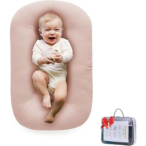 Baby Lounger for Newborn 0-24 Months, Soft Portable Infant Nest & Play Mat & Diaper Changing Pad for Home,Travel & Floor Time, Newborn Babies Essentials Gifts(Pink)