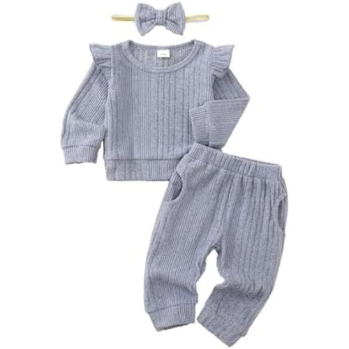Mioglrie Toddler Baby Girl Clothes Fall Winter Sweatsuit Newborn Sweatshirt Sweat Pant Sets Outfits Infant Girls Clothing