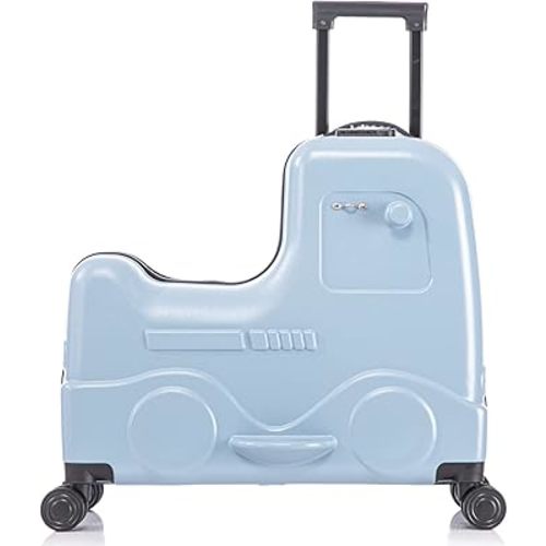 Apelila 22 Inch Ride on Suitcase for Kids, Toddler Travel Luggage with Seat, Spinner Wheels & Safety Belt, Stroller Style Carry-On with Combination Lock & Telescoping Handle for Ages 2-8