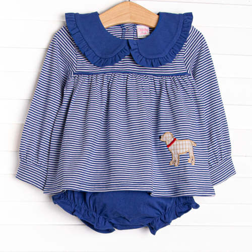 One Lucky Pup Applique Diaper Set, Blue – Stitchy Fish