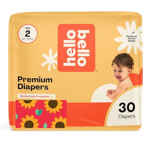 Hello Bello Diapers, Size 2 (10-16 lbs) Flower Child, 30 Count of Premium Disposable Baby Diapers, Hypoallergenic with Soft, Cloth-Like Feel