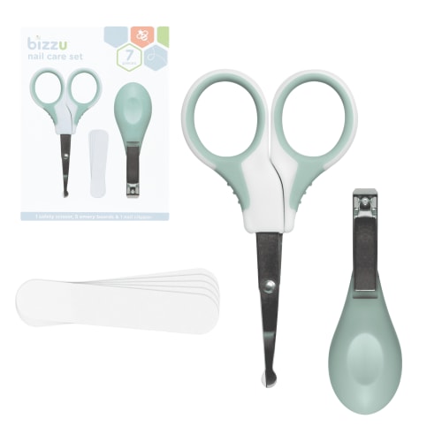 Bizzu Baby Nail 3 In 1 Nail Care Set for Infants with Safety Material, Sage