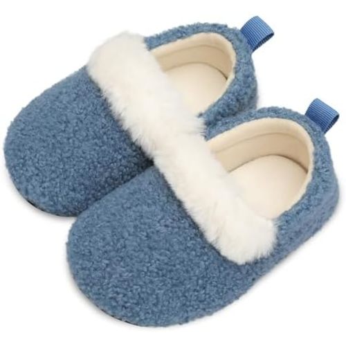 L-RUN Toddler Slippers for Girls Boys Warm House Shoes for Kids Baby Sock Shoes Non-Slip Rubber Sole Winter Home Slippers for Indoor