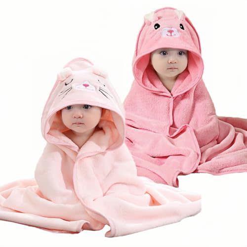 2Pcs Baby Hooded Towel,31 * 31 in Toddler Bath Towels Set for Newborn Babies,Toallas de Baño para Bebe,Organic Infant Kids Boy Essentials1-3
