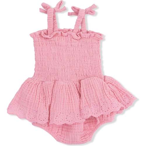 Solid Muslin Poignant Pink, Smocked Bubble with Skirt - Angel Dear Dresses | Maisonette