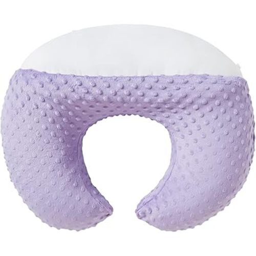Nursing Pillow and Positioner Breastfeeding and Bottle Feeding, Propping Baby, Tummy Time, Sitting Support for Baby Boy Girl, with Removable Dots Cover (Lavender)