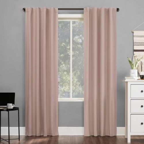 40"x84" Sun Zero 100% Blackout Cyrus Thermal Back Tab Curtain Panel Pink: Modern Solid Indoor Curtain, 1 Piece