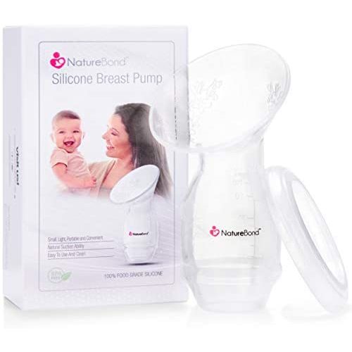 NatureBond Silicone Breastfeeding Manual Breast Pump Milk Saver Suction. New 2020 Basic Pump with Cover Lid, Air-Tight Vacuum Sealed. BPA Free