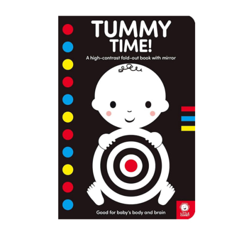 Tummy Time!: A High-Contrast Fold-Out Book with Mirror for Babies