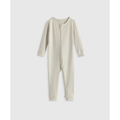 Quince - Organoc Cotton Rib One Piece  in Grey Stripe