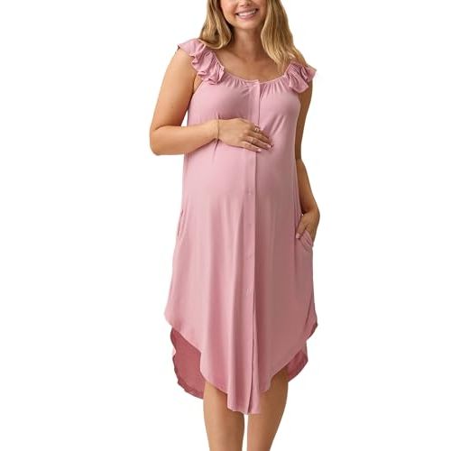 Kindred Bravely Labor and Delivery Gown, 3 in 1 Hospital Gowns for Women Labor Delivery, Ruffle Straps