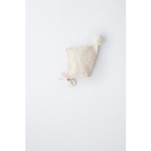 CABLE KNIT POMPOM BONNET - Ecru | ZARA United States
