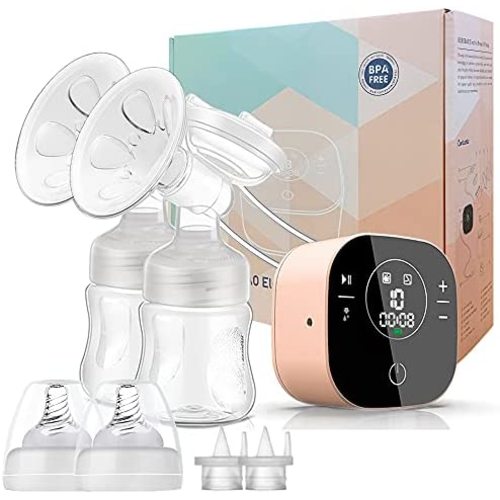 Electric Double Breast Pump, Breastfeeding Pump with 2 Modes & 10 Levels,Ultra-Quiet Rechargeable Milk Pump for Travel&Home