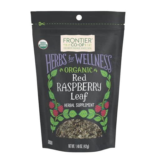 Frontier Co-op Organic Cut and Sifted Red Raspberry Leaf 1.48oz - For Red Raspberry Leaf Tea, Cafe, Restaurant Supply and More - Naturally Caffeine Free