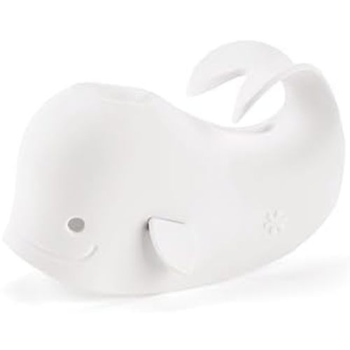 Skip Hop Baby Bath Spout Cover, Bathtub Faucet Cover with Soft Rubbery Material, Dishwasher-Safe, Easy-to-Adjust Straps and Tail Hook for Hanging, Fits Most Tub Spouts, MOBY, White