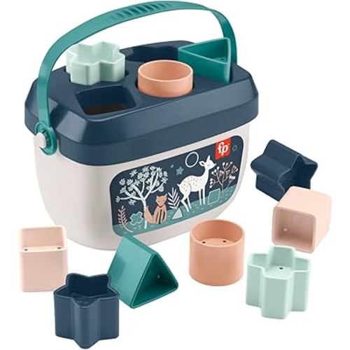 Fisher-Price Stacking Toy Baby’s First Blocks Set of 10 Shapes for Sorting Play for Infants Ages 6+ Months, Navy Fawn​