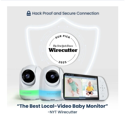Babysense Max View: Video Baby Monitor with 2 Cameras, Split Screen, Non Wifi, Night Light & Sound Machine