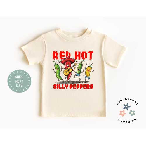 Red Hot Silly Peppers Kids Shirt - Music Lover Kids Tee - Funny Band Member Gift - Girls Boys Kids Gifts - Vegetable Shirt - Toddler Shirt