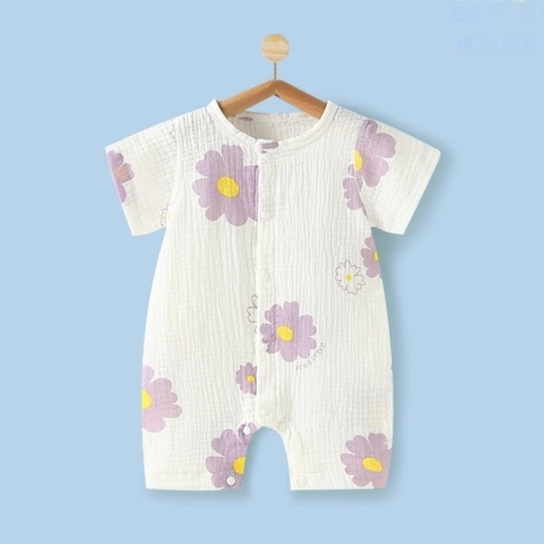 Baby Newborn Multicolor Floral Gauze Romper