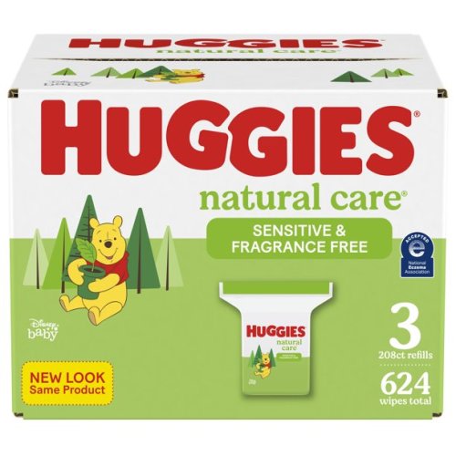 Huggies Natural Care Sensitive Baby Wipes, Unscented, 3 Refill Packs (624 Wipes Total)