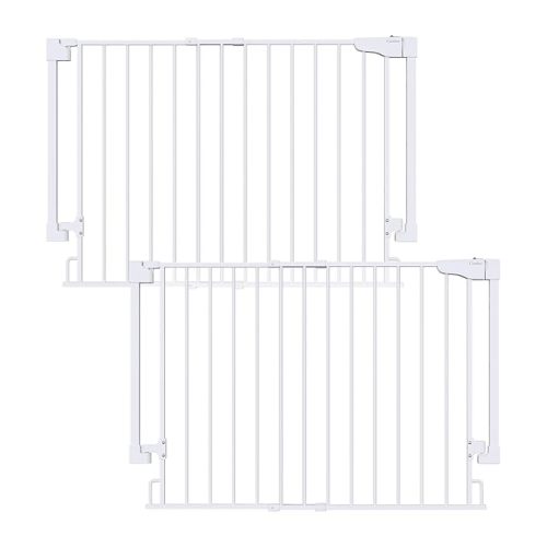 Cumbor 29.2–43" Baby Gate for Stairs, Hardware Mounted (Drill Required), Expandable No Bottom Bar Dog Gate, Auto Close Extra Wide Walk Thru, Pet & Toddler Proof Gate, Top & Bottom of Stairways (White)