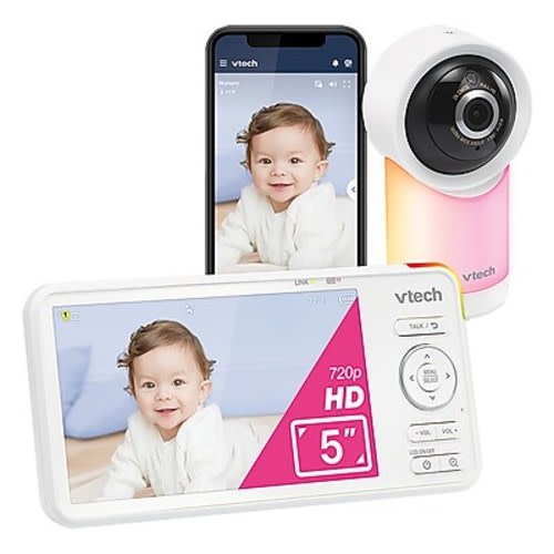 VTech Smart Wi-Fi Wireless 5" Baby Monitor with 1080p Camera, 360° Pan & Tilt, Night-Light & Remote Access, White (RM5766HD)