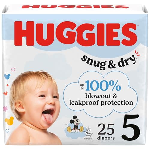 Huggies Size 5 Diapers, Snug & Dry Baby Diapers, Size 5 (27+ lbs), 25 Count, Packaging May Vary