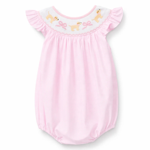 Puppy and Bows Smocked Bubble