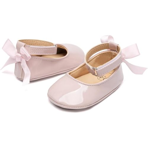 Miamooi Infant Baby Girls Wedding Dress Shoes Bow Ballet Princess Mary Jane Flats Toddler First Walkers Sneaker Newborn Crib Baptism Shoes