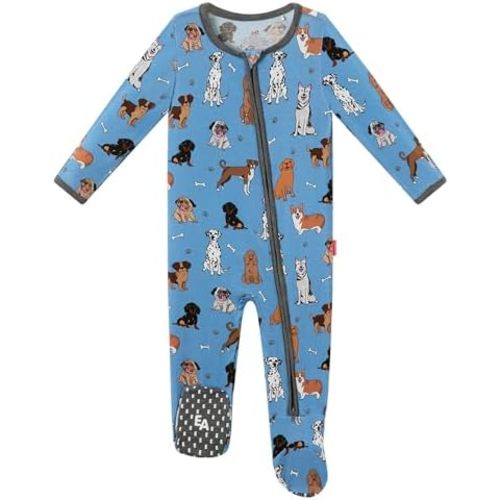 Bamboo Viscose Baby Boys Footie Pajama Long Sleeve One-piece Romper 2-Way Zipper Jumpsuit