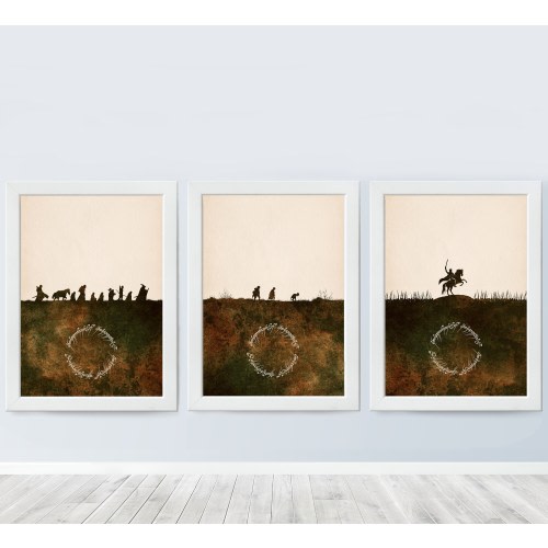 Set Of 3 Lord of the Rings Poster Fellowship Two Towers Return of the King Poster Watercolor Nursery Print Baby Room Decor 2507