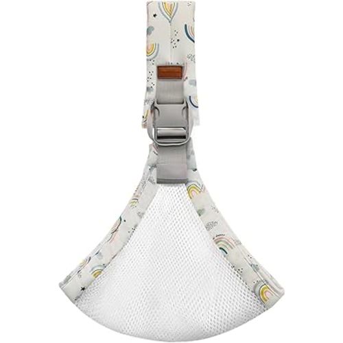 Baby Sling Carrier Newborn to Toddler Adjustable One-Shoulder Design with Safety Buckle, Soft & Lightweight Sling Baby Carrier 10-30 lbs(Mesh,Rainbow)