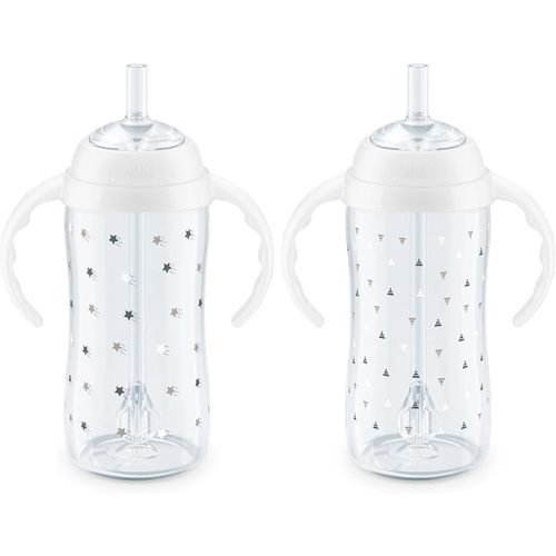 NUK Learner Straw Cup, 10oz, 2-Pack - Toddler Sippy Cup with Soft Straw for Easy Drinking, Suitable for Ages 8 Months and Up, Timeless Collection