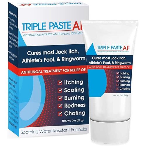 Triple Paste AF Anti Fungal Ointment for Skin Treats Most Athletes Foot and Ringworm - 2% Miconazole Antifungal Cream - 2 Oz Tube (Packaging May Vary)