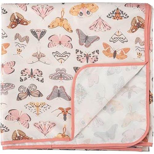 Tiny Twinkle Splat Mat for Under High Chair or Table | 51" x 51" Waterproof & Mess-Proof High Chair Mat for Baby, Machine Washable for Mealtime or Art(Flutter)