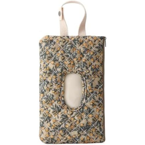 Quilted Baby Wipe Holder Floral Quilted Diaper Pouch Portable Mommy Bag for Travel Stroller Daily Casual (Green)