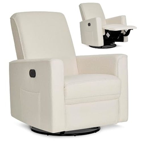 Evolur Raleigh Plus Nursery Glider Recliner, GREENGUARD Gold, Plush Ivory