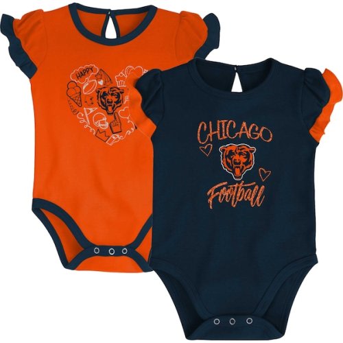 Newborn & Infant Chicago Bears Navy/Orange Too Much Love Two-Piece Bodysuit Set