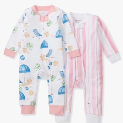 Burt's Bees Baby Boys Sleep and Play PJs, 100% Organic Cotton One-Piece Zip Front Romper Jumpsuit Pajamas