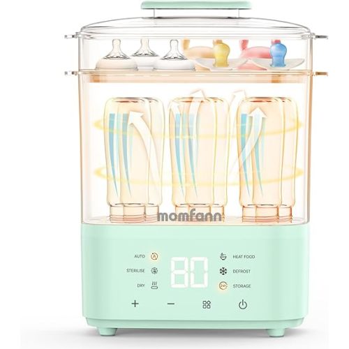 Bottle Sterilizer and Dryer, All-in-One Electric Steam Sterilizer Bottle Sanitizer for Baby Bottles, Pump Parts Accessories Newborn Essential (Green)